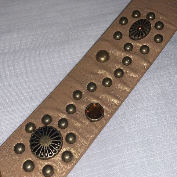 Vintage 90s Y2K Tan Studded BoHo belt Size Large - Picture 10 of 14